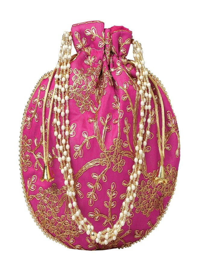 FONSIE rani pink jhola rajputi bag for bridal women organza 1pc - Image 1